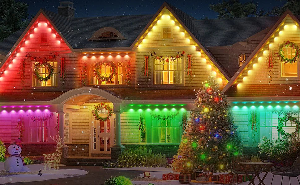 100ft 60-Light Smart RGB LED Eaves Lighting LED light strip - 75 Color Modes, Remote & App Control, Waterproof Outdoor Dec
