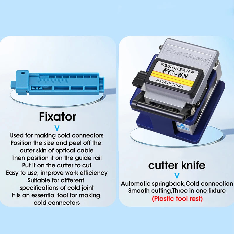 Fiber Optic Tool Kit With FC-6S Fiber Cleaver Optical power meter(OPM) 30mw Visual fault locator(VFL) Fiber Stripper FTTH Tools