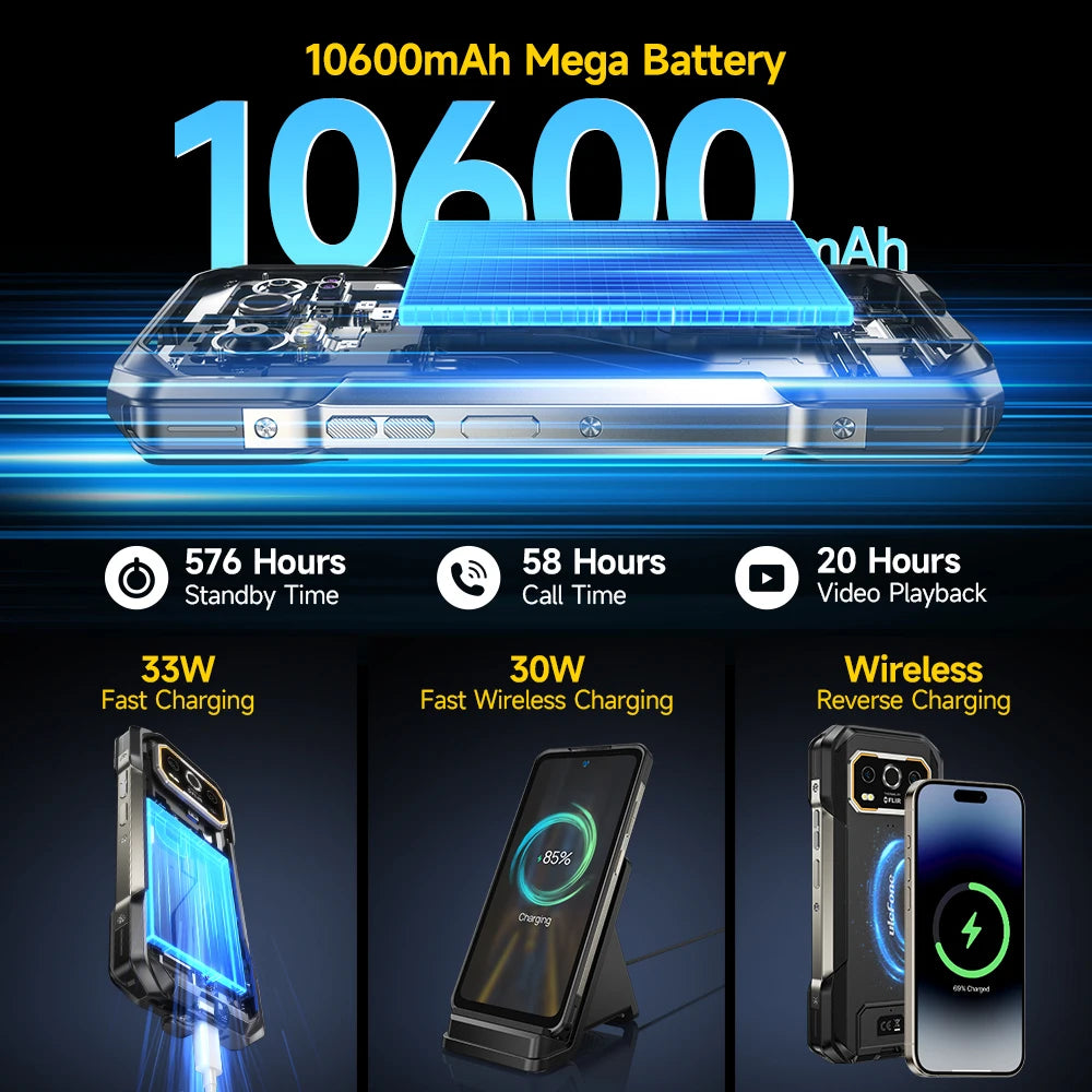 Ulefone Armor 27T Pro 5G THERMAL BY FLIR® Rugged Phone Android 14 10600mAh Smartphone 64MP 6.78" 24GB+256GB Mobile Phone NFC