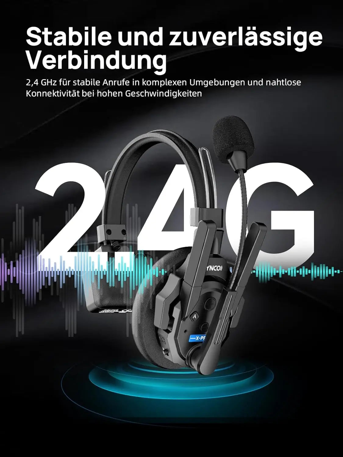 SYNCO XTALK XPRO5 Wireless Intercom Headset 2.4GHz Full Duplex 24H Battery Life 500M Range Real-time Team Communication