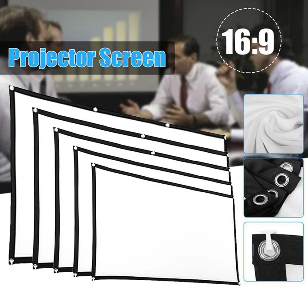 16:9 Simple Projector Curtain Set Portable HD Display Screen Household Bedroom Decoration for Home Outdoor Office