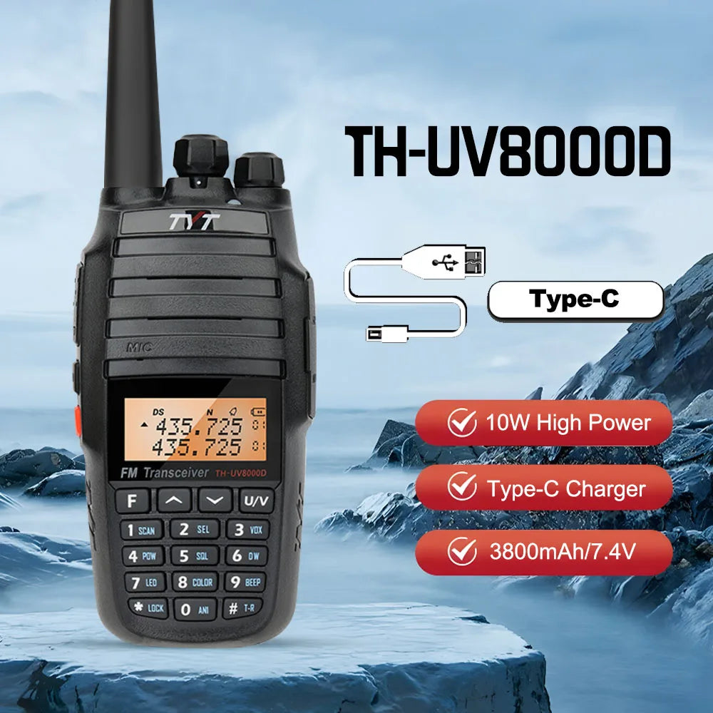 NEW TYT TH-UV8000D Type-C Charging Amateur Radio Cross band Reapeater VHF UHF Dual Band 10W Walkie Talkie Long Range