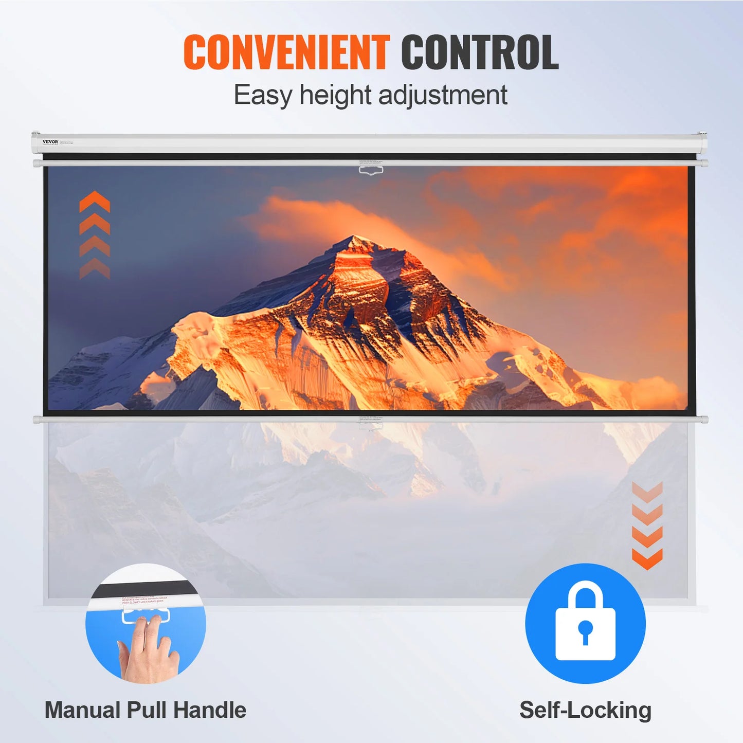 SucceBuy Manual Pull Down Projector Screen 100 inch 16:9 4K 1080 HD Retractable Projector Screen for Family Home Office Theater