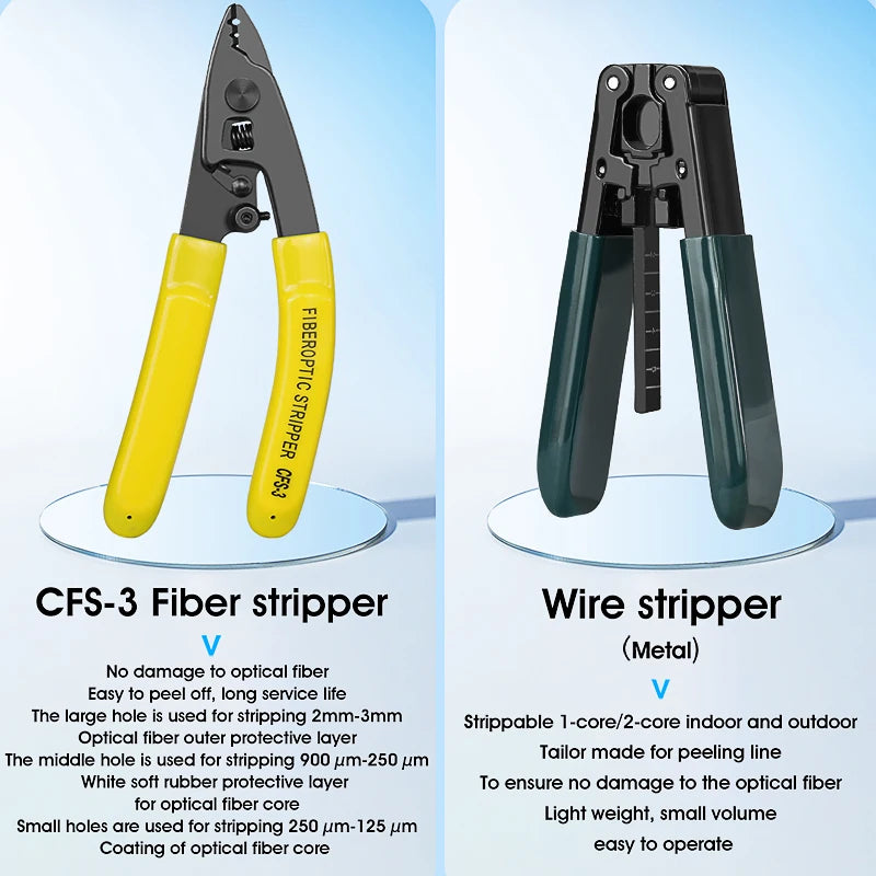 Fiber Optic Tool Kit With FC-6S Fiber Cleaver Optical power meter(OPM) 30mw Visual fault locator(VFL) Fiber Stripper FTTH Tools